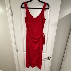 Socialite Red Midi Dress with Tie Detail